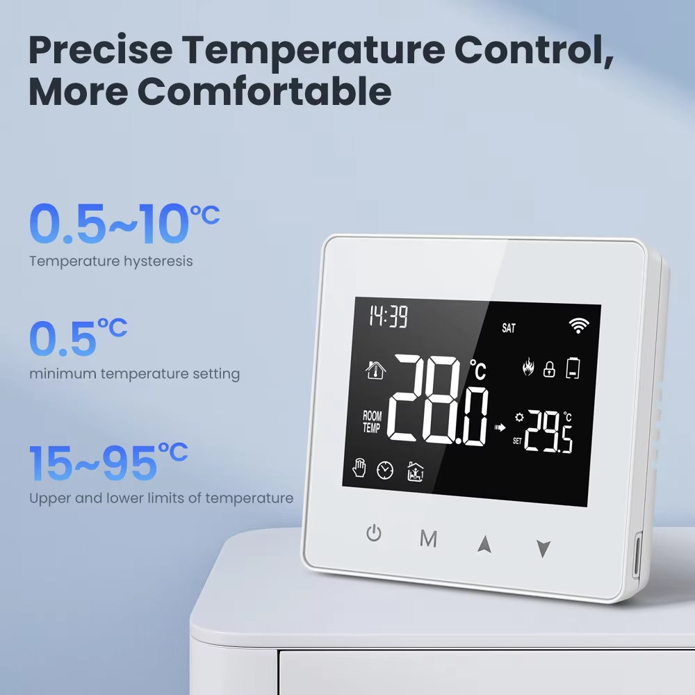 Tuya Wifi/Zigbee Smart Thermostat,Low Power Battery Water Gas Boiler Temperature Controller for Alexa Google Home Alice