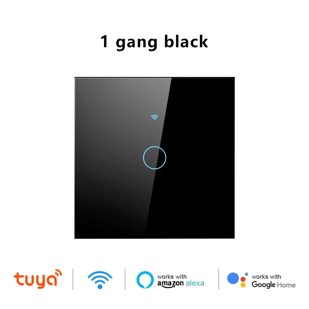 Tuya Wifi Smart Touch Light EU Switch Wireless Remote LED Light Switches No Neutral Wire Required 1-4 Gang Alexa Google Home