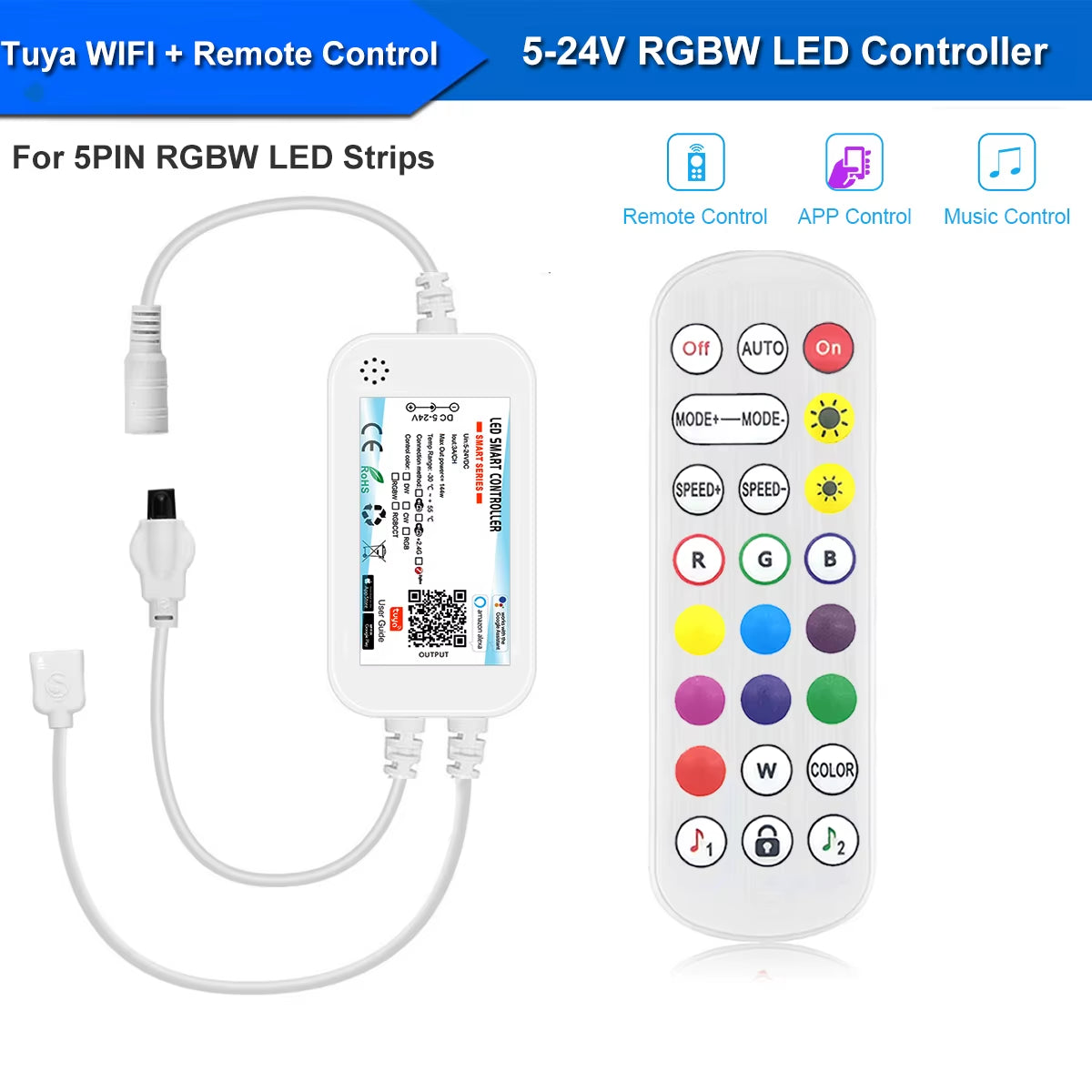 Tuya Smart Life Dimmer DC12 DC24V DC5V USB Wifi 5050 RGB/RGBW/RGBCCT Led Light Strip Single Color Controller for Alexa Google
