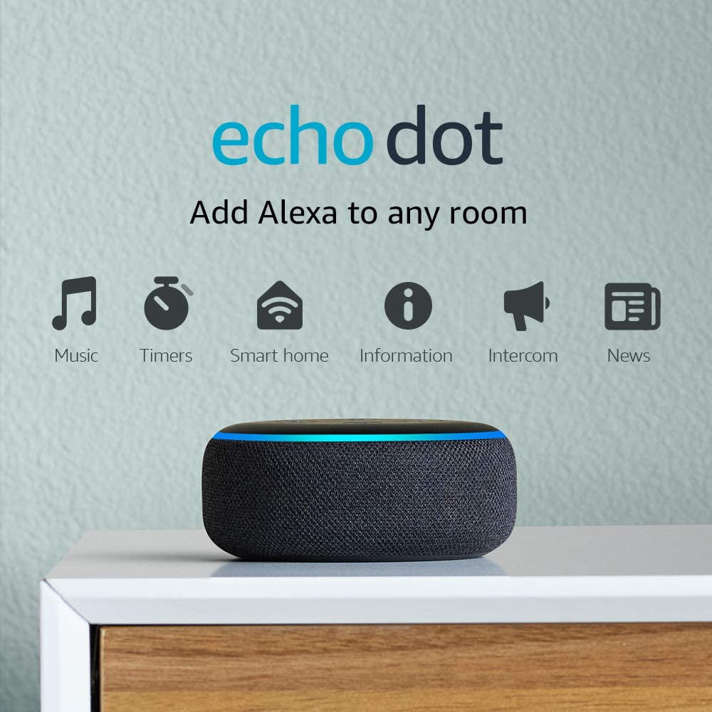 Smart Dimmer Switch, 3-Way with Echo Dot 3Rd Gen, Charcoal
