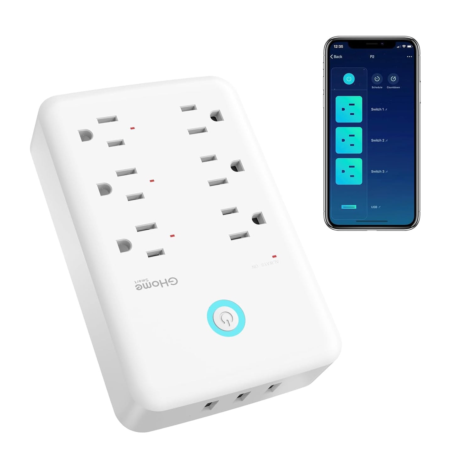 Plug Outlet Extender, Surge Protector with 3 Individually Controlled Smart Power Strips and 3 USB Ports, Works with Alexa & Google Home, 15A/1800W, White
