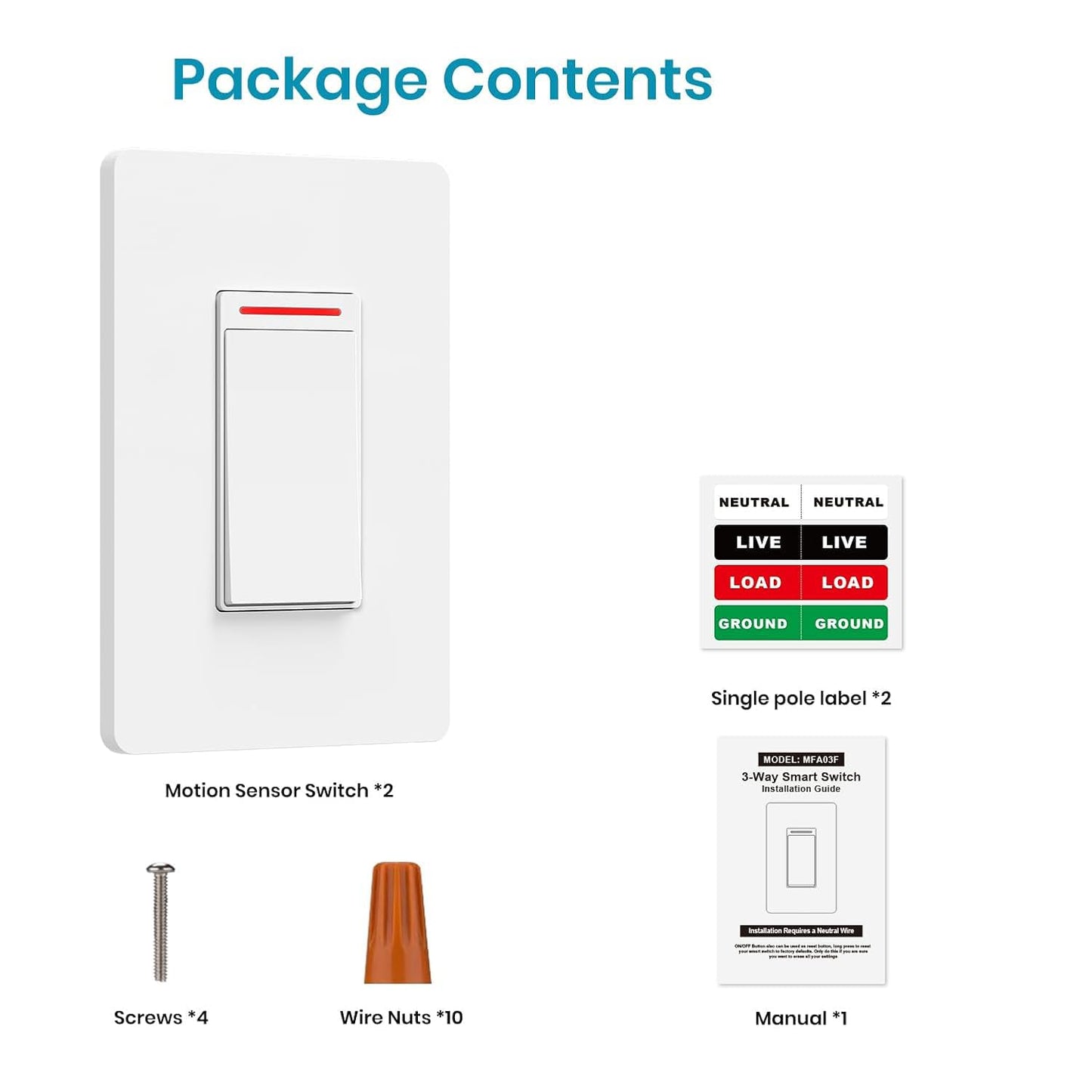 Smart Light Switch Single-Pole,Smart Switch 2024 New Model 10A,Compatible with Alexa, Siri and Assistant,Voice and Remote Control,Neutral Wire Required,No Hub Required