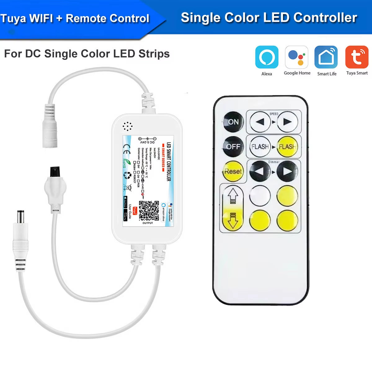 Tuya Smart Life Dimmer DC12 DC24V DC5V USB Wifi 5050 RGB/RGBW/RGBCCT Led Light Strip Single Color Controller for Alexa Google