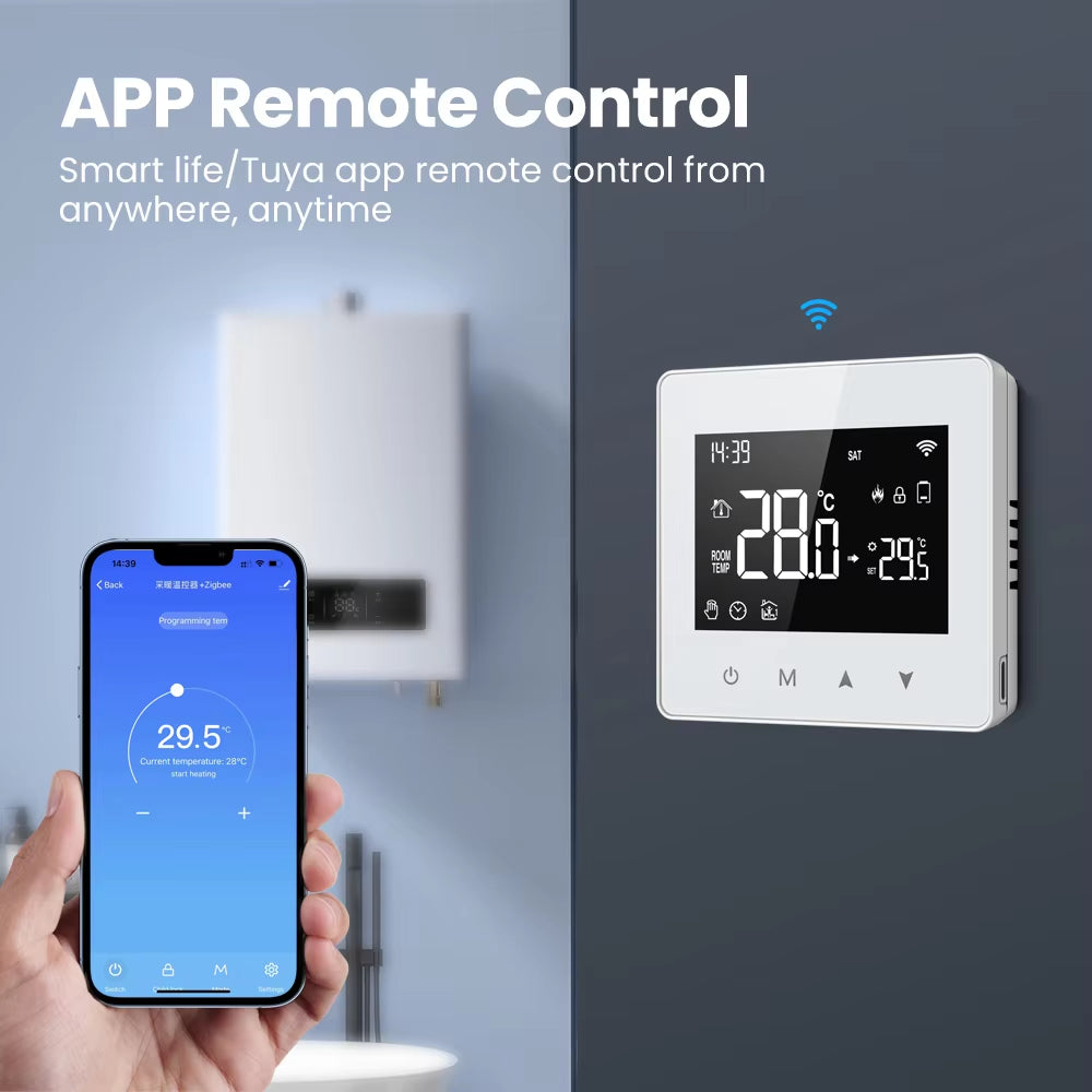 Tuya Wifi/Zigbee Smart Thermostat,Low Power Battery Water Gas Boiler Temperature Controller for Alexa Google Home Alice
