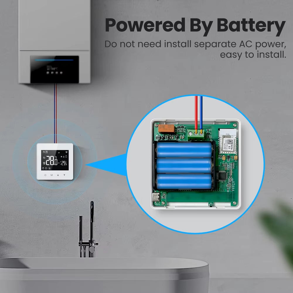Tuya Wifi/Zigbee Smart Thermostat,Low Power Battery Water Gas Boiler Temperature Controller for Alexa Google Home Alice