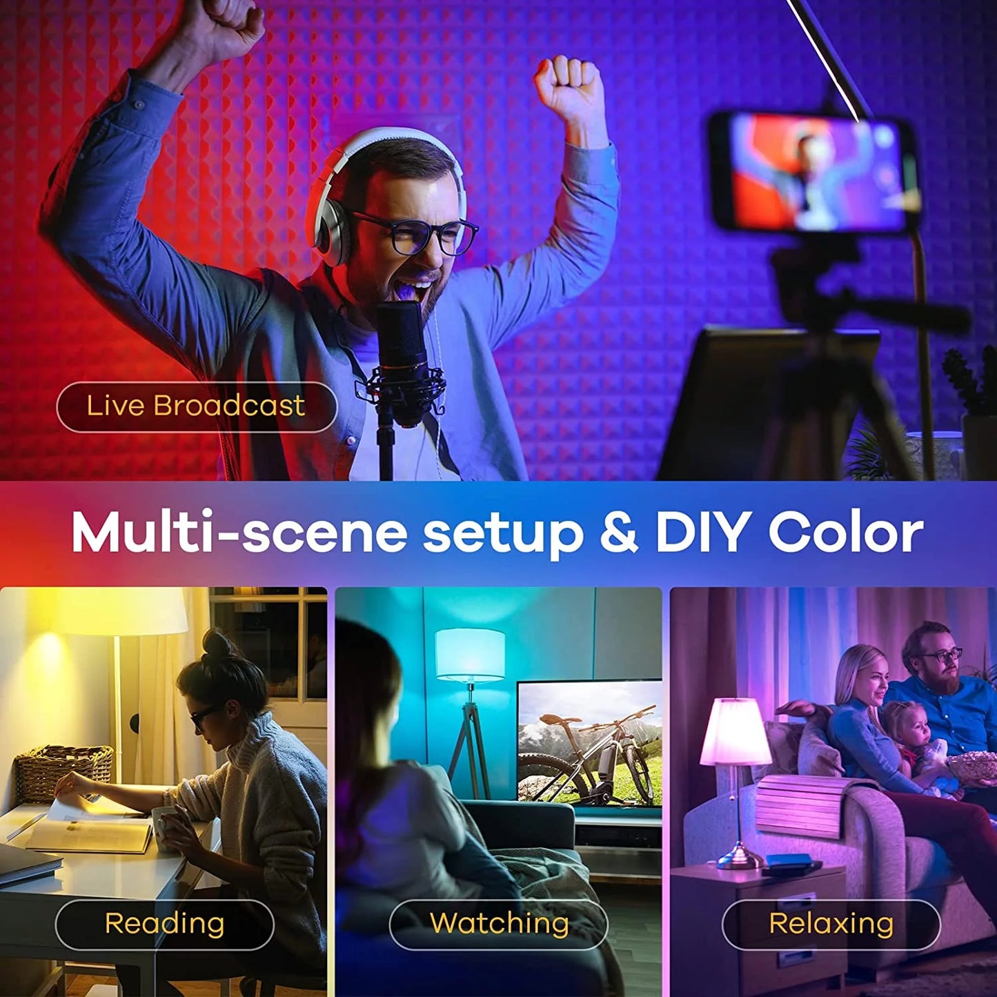 Smart Light Bulbs, Matter Wifi Color Changing LED Light Bulbs, 9W (60Watt Eqv), A19 E26 RGB Dimmable Smart Light Bulbs Work with Alexa, Google Home, Smartthings, Music Sync, 2 Pack