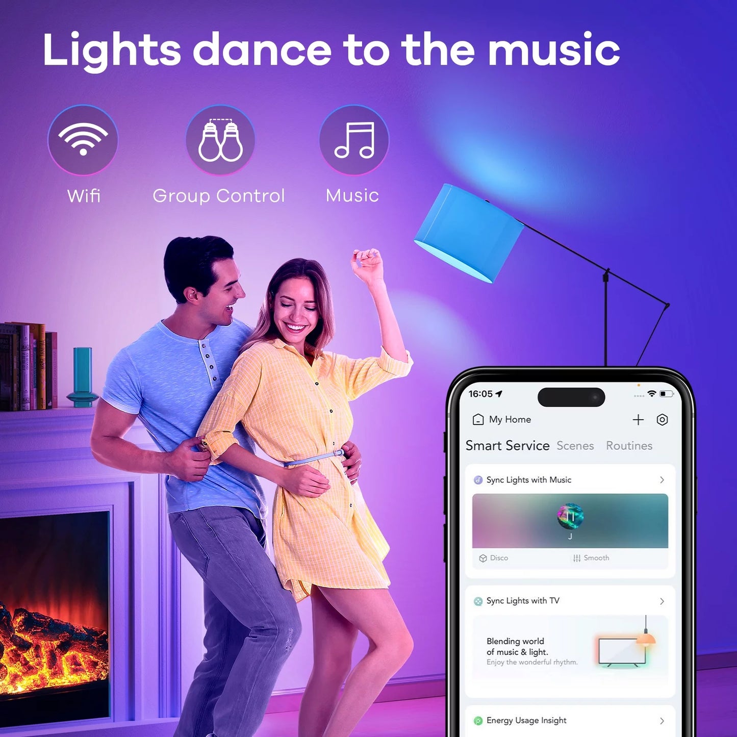 Smart Light Bulbs, Matter Wifi Color Changing LED Light Bulbs, 9W (60Watt Eqv), A19 E26 RGB Dimmable Smart Light Bulbs Work with Alexa, Google Home, Smartthings, Music Sync, 2 Pack