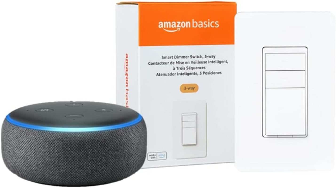 Smart Dimmer Switch, 3-Way with Echo Dot 3Rd Gen, Charcoal