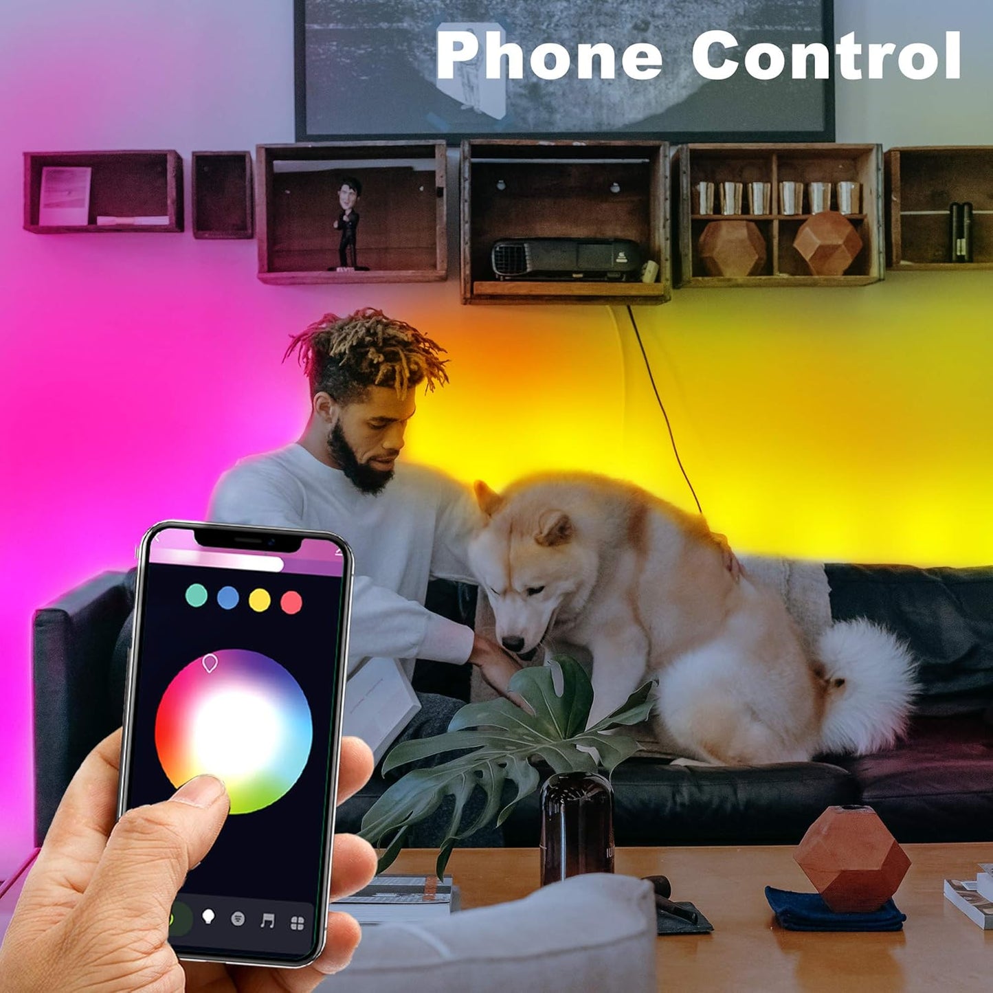 100Ft Led Lights for Bedroom Sync with Music, Led Strip Lights Compatible with Alexa and Google Home