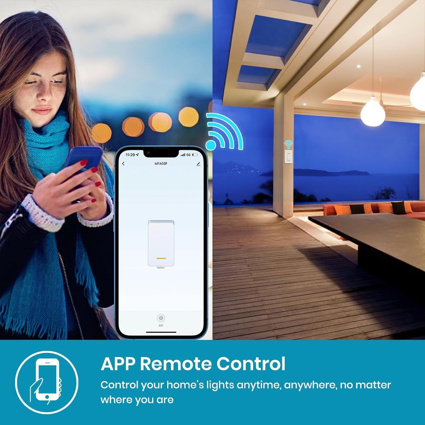 Smart Light Switch Single-Pole,Smart Switch 2024 New Model 10A,Compatible with Alexa, Siri and Assistant,Voice and Remote Control,Neutral Wire Required,No Hub Required