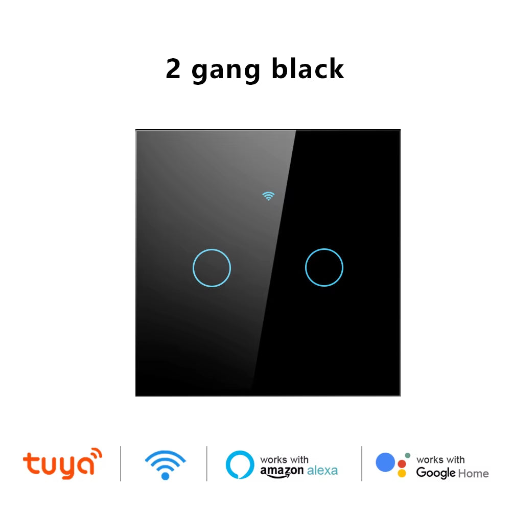 Tuya Wifi Smart Touch Light EU Switch Wireless Remote LED Light Switches No Neutral Wire Required 1-4 Gang Alexa Google Home