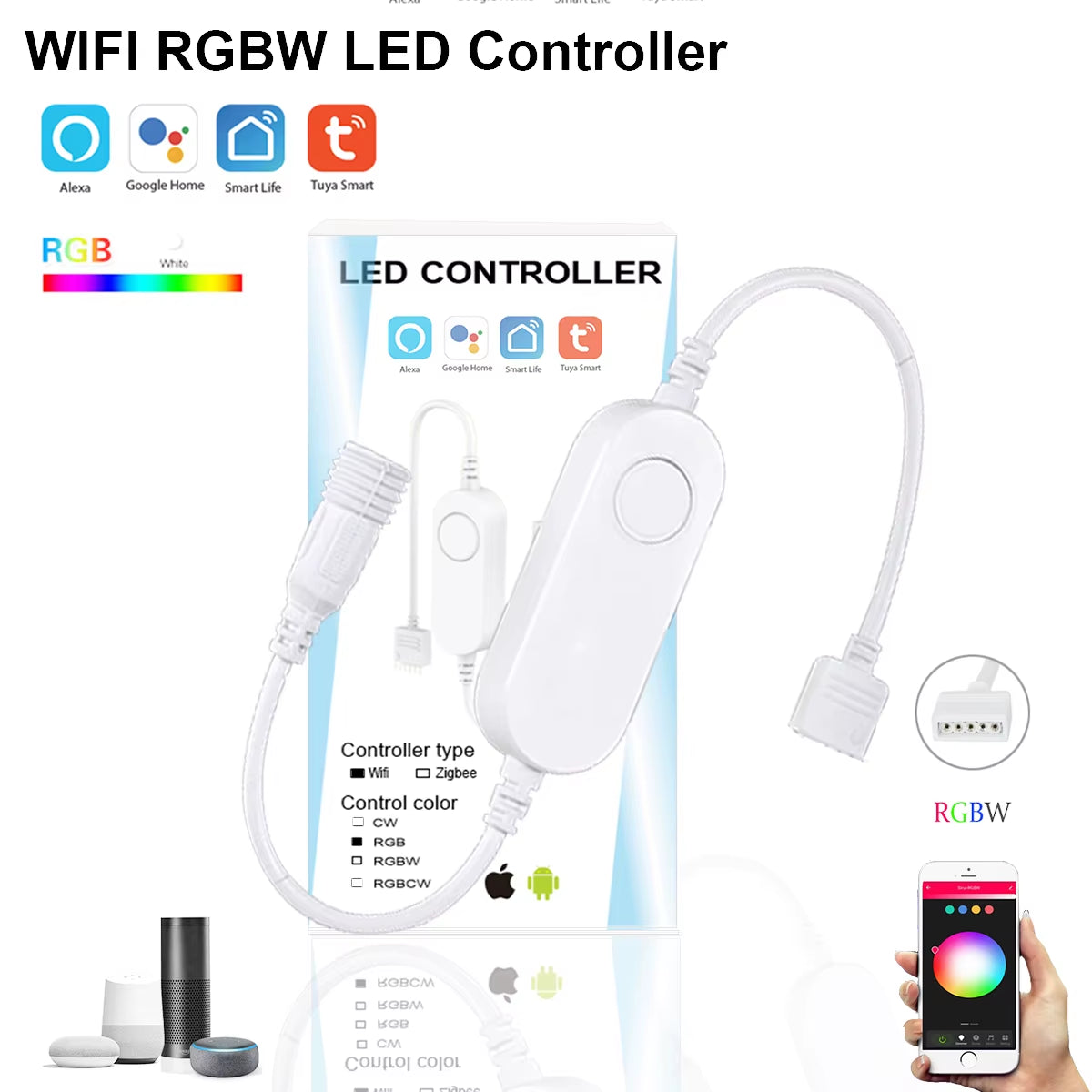 Tuya Smart Life Dimmer DC12 DC24V DC5V USB Wifi 5050 RGB/RGBW/RGBCCT Led Light Strip Single Color Controller for Alexa Google