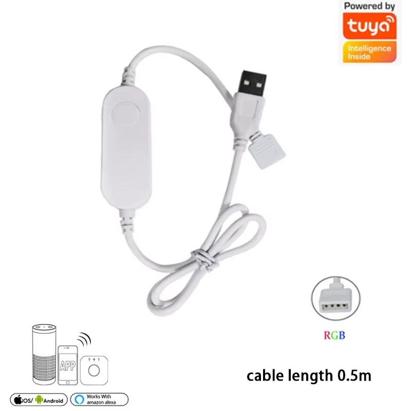 Tuya Smart Life Dimmer DC12 DC24V DC5V USB Wifi 5050 RGB/RGBW/RGBCCT Led Light Strip Single Color Controller for Alexa Google