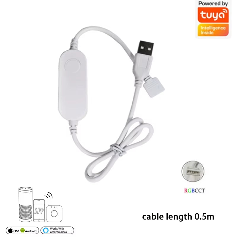 Tuya Smart Life Dimmer DC12 DC24V DC5V USB Wifi 5050 RGB/RGBW/RGBCCT Led Light Strip Single Color Controller for Alexa Google
