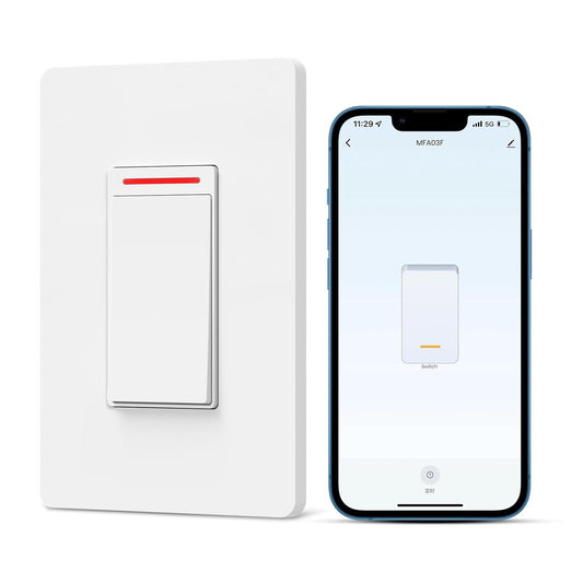 Smart Light Switch Single-Pole,Smart Switch 2024 New Model 10A,Compatible with Alexa, Siri and Assistant,Voice and Remote Control,Neutral Wire Required,No Hub Required