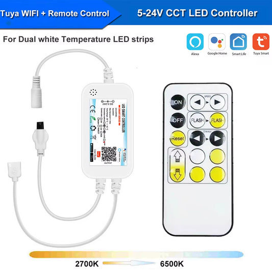 Tuya Smart Life Dimmer DC12 DC24V DC5V USB Wifi 5050 RGB/RGBW/RGBCCT Led Light Strip Single Color Controller for Alexa Google